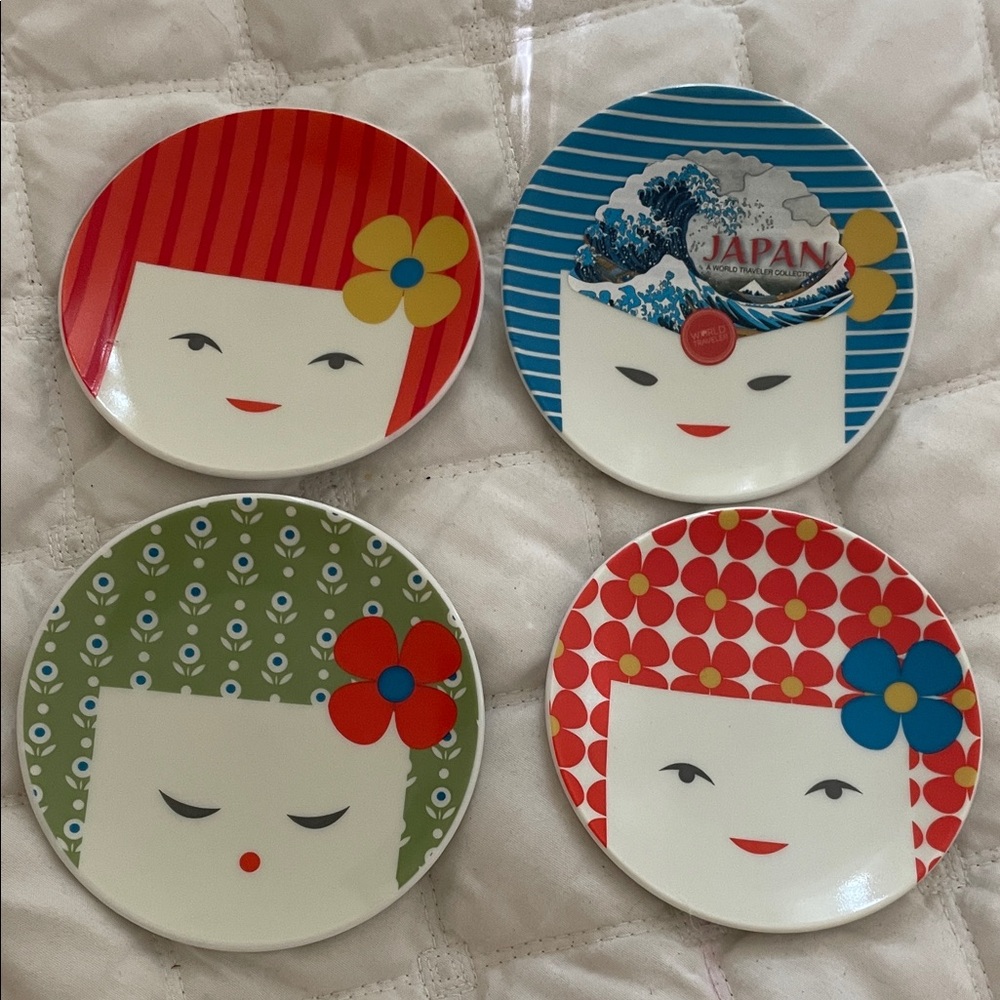 Geisha Kokeshi mini plates